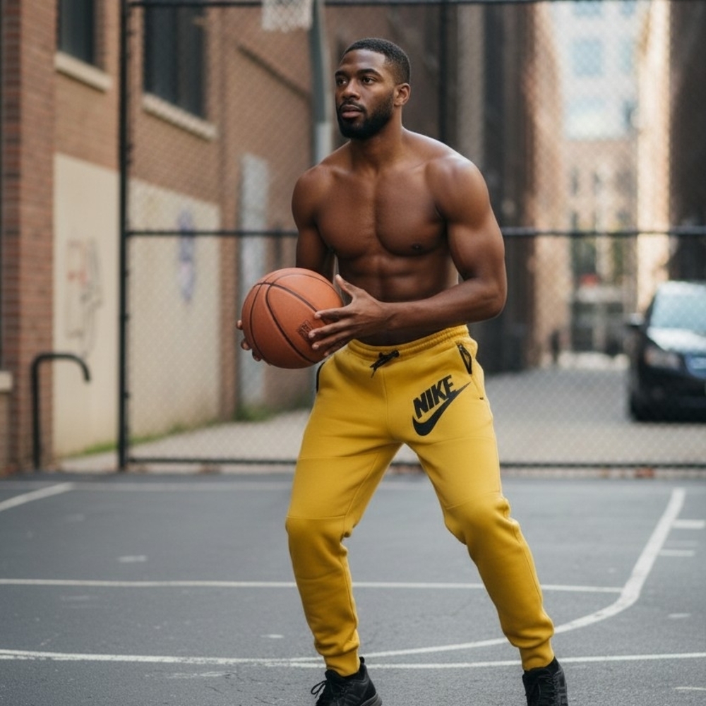 Nike Vintage Men's Yellow Tech Fleece Jogger Pants